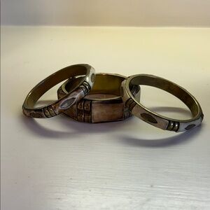 Stacked Metal Bangles in Antiqued Bronze Tone